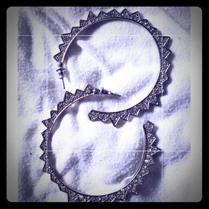 Lucky Brand Geometric silver plated hoop earrings